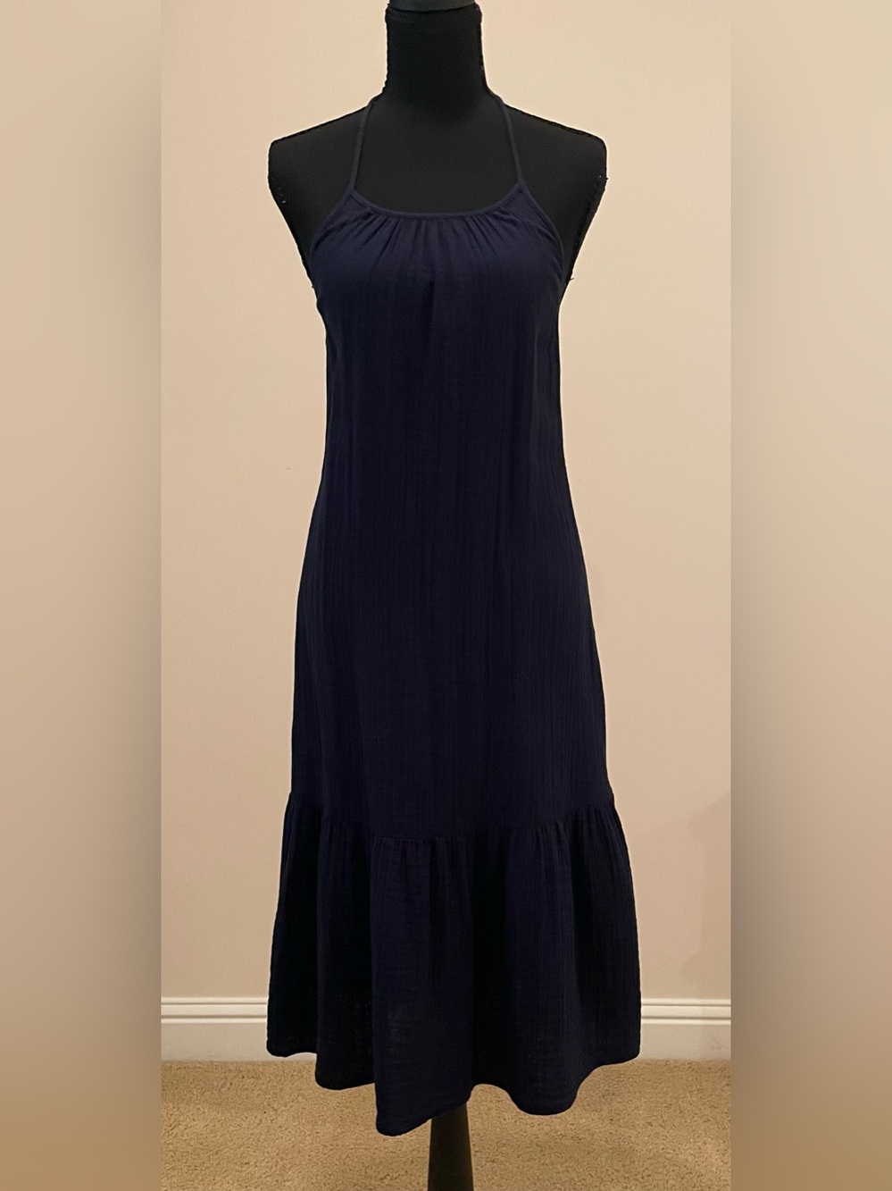 LOFT Petites Navy Halter-Style Maxi Dress